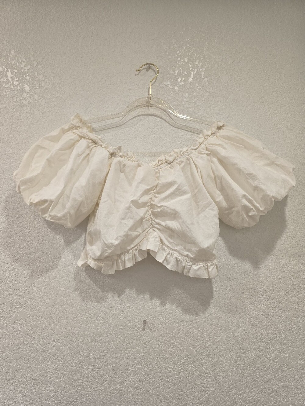 Live 4 Truth Puff Off The Shoulder Cotton Crop Top Small White
